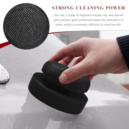 Synthetic Clay Bar Ball, Hand Disc Clay Bar Sponge for Car Waxing & Polishing, Reusable Detailing Clay Pad Paint Surface Cleaning Tool for SUV Truck Sedan, Car Accessories (Black) - color: Black