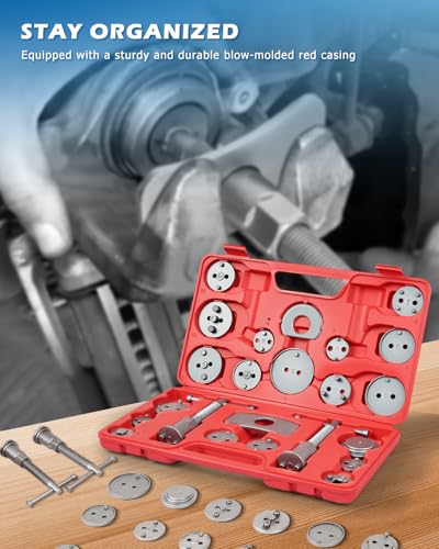 DAYUAN 27Pcs Disc Brake Caliper Piston Rewind Tool Kit Set | For Almost Cars Trucks And Four-Wheel Drive Vehicles, Precise Piston Compression, Magnetic Head, Brake Caliper Compression - size: 27Pcs-Red