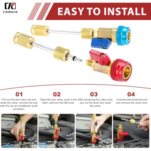 23 Pcs R134A Valve Core Quick Remover Installer Tool Set, High Low Pressure AC Valve Core Removal Tool Valve Stem Kit for Refrigerant Air Conditioner System - size: 23pcs R134A