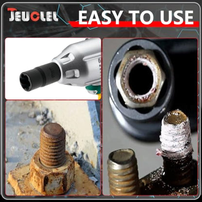 10PCS Twist Lug Nut Socket Set, 3/8" Drive Bolt Nut Extractor Tool | Metric, 10mm - 19mm Sockets, Center Punch Bar, Damaged Nut Lock Remover, Rusted, Stripped, Screws, Stuck Locking Nut Removal - color: 10 Pcs Lug Nut Extractor 3/8 Inch Drive
