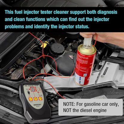 allsun Fuel Injector Tester & Cleaner 4 Pulse Mode Diagnostic Tool with Mode-Lock, Universal 12V Autom Injector Tester Kit, LED Indicator Quick Test Stuck/Leaking/Burnt Injectors for Gasoline Only