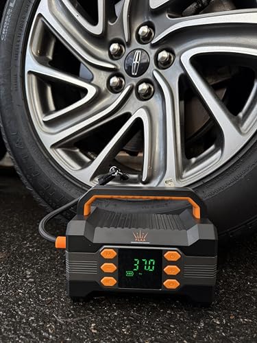 FLAA Jump Starter with Air Compressor 6000A, Portable Car Battery Booster, Jumper, 150PSI Tire Inflator, Power Pack, USB-C Quick Charge, for 12V Cars, Trucks, SUVs, 8.5L Gas/6.5L Diesel