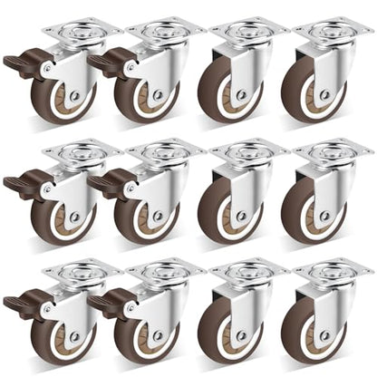 Nefish 2 Inch Casters Wheels 12 Pack, TPR Rubber Casters Wheels for Furniture, 360 Degree Swivel Plate Castors, Durable Light Duty Castor Wheels for Cabinet, Boxes, DIY, Desk, Table - style: 2 IN (12 Pack)