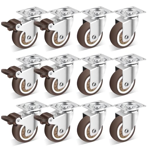 Nefish 2 Inch Casters Wheels 12 Pack, TPR Rubber Casters Wheels for Furniture, 360 Degree Swivel Plate Castors, Durable Light Duty Castor Wheels for Cabinet, Boxes, DIY, Desk, Table - style: 2 IN (12 Pack)