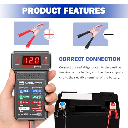 Car Battery Testers with LCD Display & LED Indicators,Battery Load Tester 12v Automotive,Universal Car Batteries Testers and Alternator Tester Cars Tools for 12v Vehicles