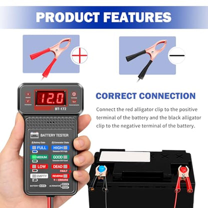 Car Battery Testers with LCD Display & LED Indicators,Battery Load Tester 12v Automotive,Universal Car Batteries Testers and Alternator Tester Cars Tools for 12v Vehicles