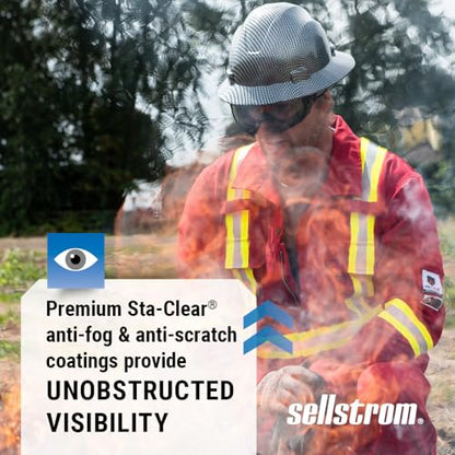 Sellstrom Odyssey II Wildland Fire Safety Goggles - Anti-Fog, Anti-Scratch Eye Protection Goggles for Men & Women - FR Strap, fits over Glasses, ANSI Z87.1 - style: Clear Lens