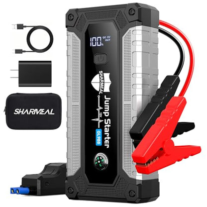 Car Jump Starter 6000A, Portable Jump Starter 12V Car Battery Booster Jump Box Pack for All Gas & 10.0L Diesel Engines with 3 Modes Flashlight and Jumper Cables (6000A+Charger Block) - color: 6000A+Charger Block