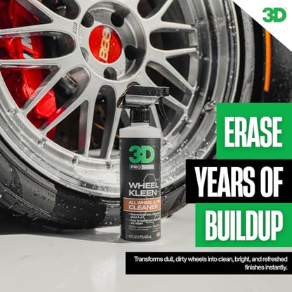 3D Wheel Kleen - High-Foaming Wheel & Tire Cleaner, Removes Brake Dust, Road Grime & Grease, Safe for All Factory Wheels & Calipers, Professional-Grade, 16oz - size: 16 Fl Oz (Pack of 1)