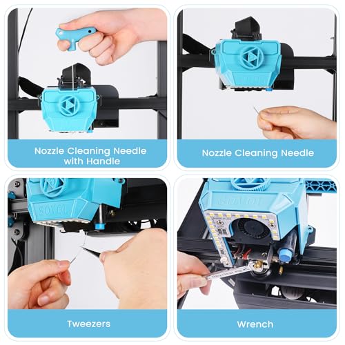 Sovol 3D Printer Tools Kit, 13 Pcs 3D Printer Accessories with L-Size Extruder Nozzle Cleaning Tool, 0.4mm Nozzle Cleaning Needles, Double Function Wrench for E3D & MK8 Nozzles and Straight Tweezer - style: 13 Pcs