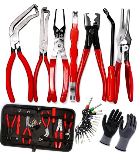 9 PCS Electrical Disconnect Pliers-Fuel Line Disconnect Tool Set-Automotive Electrical Terminal Connector Separator Removal Kit with Relay Puller, Hose Clamp Pliers-Terminal Pin Removal Tool