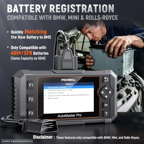 FOXWELL NT510 Pro fit for BMW 2-in-1 Diagnostic Scanner & 12V Battery Tester, Full System Bidirectional Scan Tool with All Reset Services & Battery Registration for BMW/Mini/RR (Lifetime Free Update) - color: fit for BMW -Deep Black