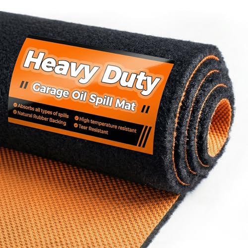 Heavy Duty Oil Spill Mat, 1/4" Thick, Garage Floor Mat for Under Car, 32" X 32", Waterproof, Rubber Backing Protects Floor, Reusable, Absorbs All Types of Spills, Oil Absorbent Pads (Black) - size: 32"L x 32"W x 0.25"Th (Rectangular)