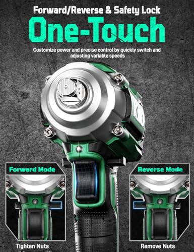 KIMO Impact Wrench 1/2 Cordless,550N.m/406ft-lbs Max Torque & 3000RPM, 2x20V 3.0Ah Battery, Impact Gun with 7 Drive Impact Sockets, 3 Inch Extension Bar, 1 Hour Fast Charger Impact Drill for Car Tires