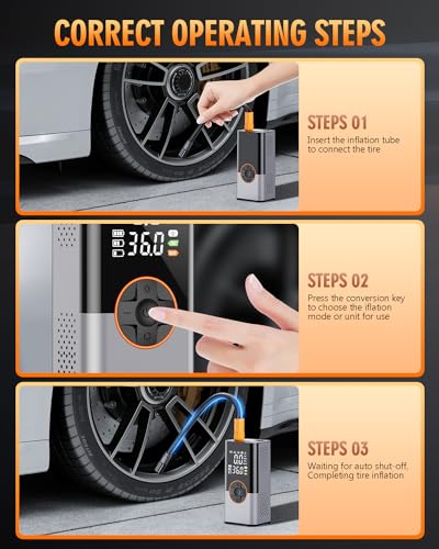Tire Inflator Portable Air Compressor, 150PSI Cordless Air Pump, Tire Pump with Digital Pressure Gauge