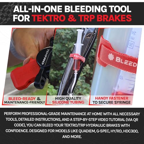 BleedZone Standard Tektro TRP Brake Bleed Kit with 120ml Mineral Oil, Hydraulic Bike Brake Bleeder Kit for Tektro & TRP Brakes, Reusable Bleeding Tools, Syringe & Hose Bicycle Hydraulic Maintenance - style: Standard