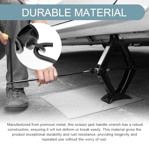 Car Scissor Jack Handle, Auto Tire Wheel Jack Lug Wrench, High Carbon Steel Hand Cranked Lift Jack Handle, Universal Trailer Jack Repair Replacement Accessories for Cars, Trucks, SUVs