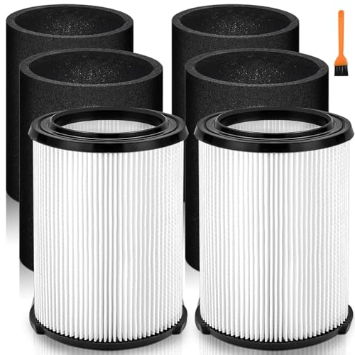 2 Pack VF4000 Filter Replacement for Ridgid Shop Vac Filters 5-20 Gallon, fits Husky 6-9 Gallon Vacuums, Complete with 4 Pack Foam Sleeve - color: VF4000(2+4)
