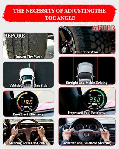 Wheel Alignment Tool Plates Kit for Home DIYers, Quick Front-End Toe Check | Without Removing Calipers, 2 Tape Measure, Detachable Automotive Alignment Tool for Most Cars, SUVs, Trucks, Jeeps & UTV/ATV