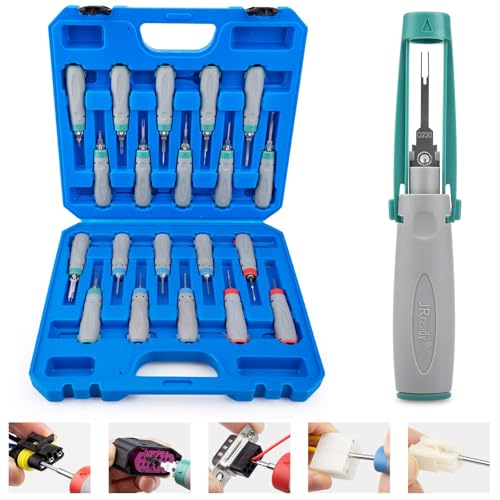 JRready 20PCS Pin Removal Tool Kit for Electrical Connectors | Pin Terminal Release Tool Set, For Deutsch, AMP, TE, Molex, Harting, D SUB Connectors, Nylon Protective Handle - size: 20pcs JRconDRK Pin Rmoval Tools