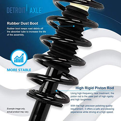 Detroit Axle - Rear Struts for 2011-2014 Chrysler 200, 2007-2010 Sebring, 2008-2014 Dodge Avenger, Complete 2 Struts with Coil Spring Replacement Ready Strut Shocks Assembly - size: 171126 x2/PAIR