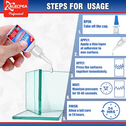 ALECPEA 30g Glass Glue - Crystal Clear Invisible Adhesive for Glass Repair, Jewelry & Art - Waterproof & Heat-Resistant Bond for Mirrors, Crystals & Glassware - Quick 15s Set with 3 Precision Tips - size: 30g/1Pack, style: Glass Glue