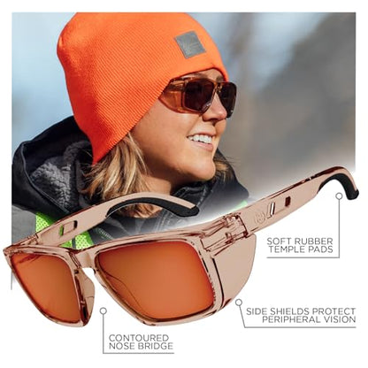 Ergodyne Skullerz SIXTEN Safety Sunglasses with Side Shields, Anti Fog - color: Bronze Mirror Lens