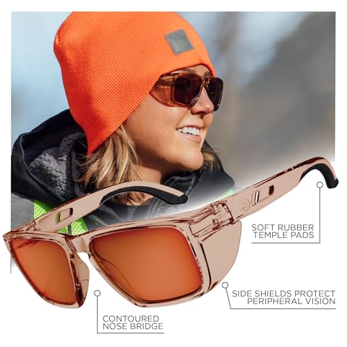 Ergodyne Skullerz SIXTEN Safety Sunglasses with Side Shields, Anti Fog - color: Bronze Mirror Lens