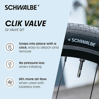 Schwalbe Clik Valve Conversion Set - Presta/SV Valve Conversion Kit - Innovation for Inflating Bicycle Tyres - style: SV