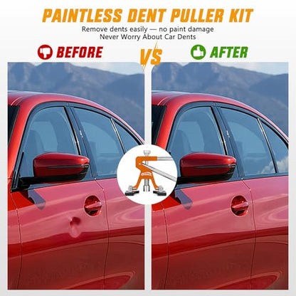 GOOACC 35 PCS Car Dent Puller Paintless Dent Repair Kit Adjustable Lifter Glue Gun Rubber Hammer Tap-Down Pen 18 Puller tabs Removal Tool for Car Refrigerator Dents Hail Damage Door Body Ding - color: 35PCS Dent Puller Kit