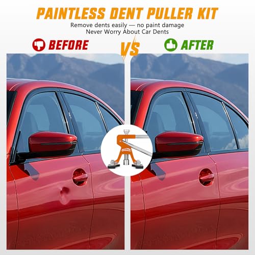 GOOACC 35 PCS Car Dent Puller Paintless Dent Repair Kit 18 Puller tabs | Adjustable Lifter Glue Gun Rubber Hammer Tap-Down Pen Removal Tool for Car Refrigerator Dents Hail Damage Door Body Ding - color: 35PCS Dent Puller Kit