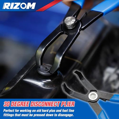 Rizom 6-Piece Fuel Line Pliers Set, Hose Clamp Pliers, Hose Removal Pliers, 30 Degree Disconnect Tool, 9 Inch Fuel Filter Caliper Set for Auto Maintenance