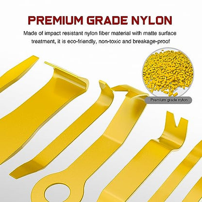 Nilight 8PCS Auto Trim Removal Tool Kit No-Scratch Removal Tool Kit for Car Audio Dash Panel Window Molding Fastener Remover Tool Kit-Yellow - color: Yellow, size: 8Pcs