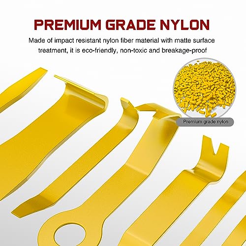Nilight 8PCS Auto Trim Removal Tool Kit No-Scratch Removal Tool Kit for Car Audio Dash Panel Window Molding Fastener Remover Tool Kit-Yellow - color: Yellow, size: 8Pcs