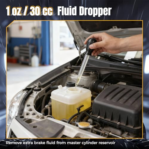 3L Brake Bleeder Kit, Manual Brake Fluid Bleeder Kit with 1L Waste Bottle | 43.5/45/49.5/50.7mm 4 Master Cylinders Adapters and Fluid Dropper, Suitable for Most Vehicles