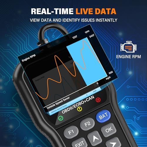 BluSon YM319 OBD2 Scanner Diagnostic Tool with Battery Tester, Check Engine Fault Code Reader with Live Data, Cloud Printing, DTC Lookup, Freeze Frame, Scan Tool for All OBDII Protocol Cars Since 1996 - color: Black