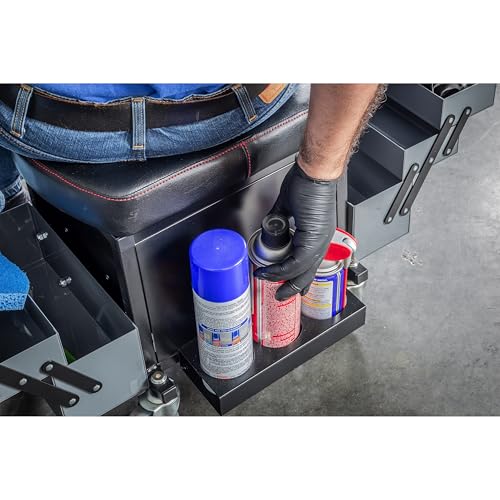 Powerbuilt Rolling Seat with Expandable Tool Trays, Roller Toolbox Garage Stool - Grey 941918ECE - style: Expandable Tool Trays
