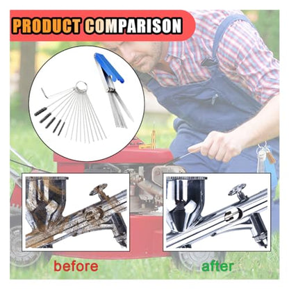 Carburetor Torch Tips Jet Remove Cleaner Made of Stainless Steel, Airbrush Cleaning Kit, 13 Cleaning Set+5 Nylon Brushes+10 Cleaning Needles+1 Throttle Wrench for Motorcycle Welder Carb Cleaner - size: 1 Set with Cleaning Needles