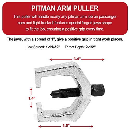 5pcs Front End Service Tool 5-in-1 Ball Joint Separator, Pitman Arm Puller, Tie Rod End Tool Set for Front End Service, Splitter Removal Kit