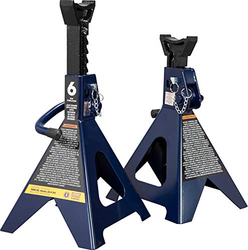TCE 6 Ton (12,000 LBs) Capacity Double Locking Steel Jack Stands, 2 Pack, Blue, AT46002AU - style: Jack Stands