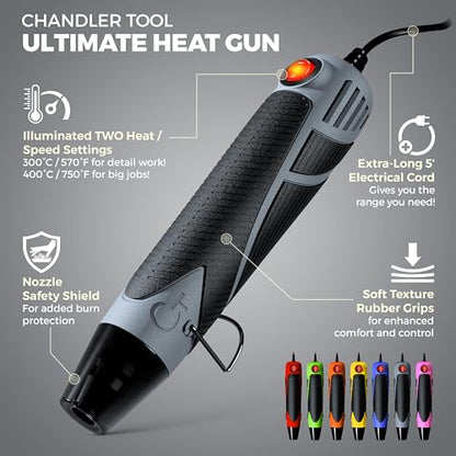 Heat Gun for Crafting, Mini Dual Temp Hot Air Gun Tool for Epoxy Resin, Shrink Wrapping, Vinyl Wrap, Embossing, Electronics, Candle Making, Sublimation, Phone Repair & DIY (Grey/Black) - color: Grey/Black