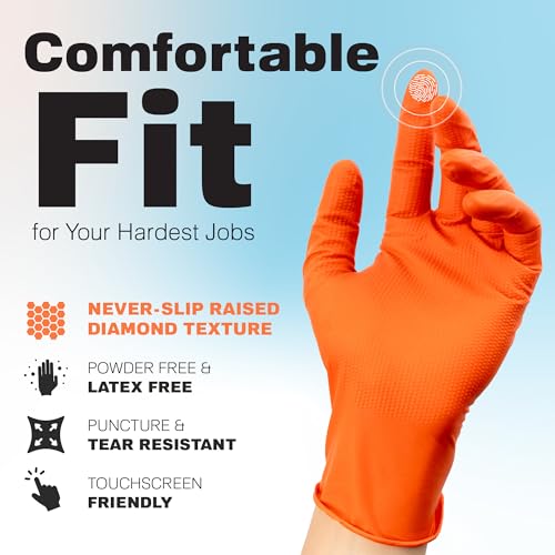 Raxwell Nitrile Disposable Gloves - Puncture-Resistant Work Gloves - Diamond Grip for Food Prep, Cleaning & Cooking - size: Medium, style: 100 Count