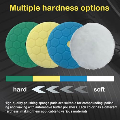 5 Pack 6 Inch Polishing Pads Heavy Duty Orbital Polishing Pads for Painted Surfaces Hook and Loop Foam Buffer Pad Set, Fits 5.5" Backing Plate