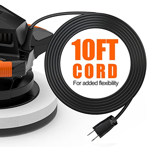 THINKWORK Buffer Polisher,10 Inch Car Polisher Sets with 4 Buffing and Polishing Bonnets,6 Variable Speed 1500-3600 RPM,Double Handle, Ideal for Car Waxing - color: Black & Orange & White