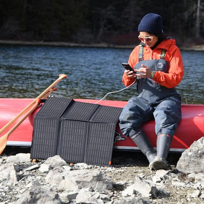 [Upgraded] FlexSolar 60W Portable Solar Panels Chargers IP65 Waterproof | with PD3.0 USB-C, QC3.0 USB-A & DC; Power Emergency Camping for Small Power Station Generator,Phones, Power Banks, Tablets - color: 60W