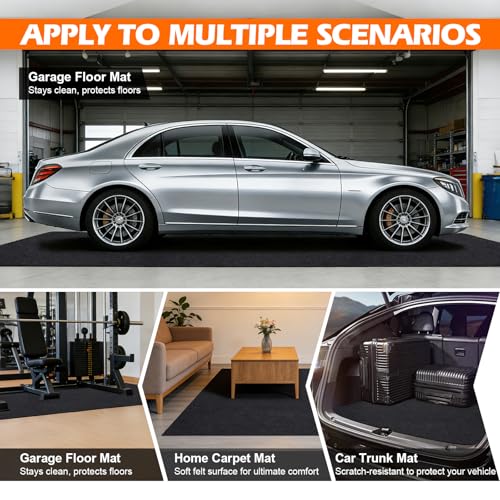 Grefinity Garage Floor Mat，7.6'x 19' Oil Spill Mat | Oil Spill Mat, Heavy Duty Under Car Mat, TPE Anti-Leak Backing, Reusable & Washable - size: 7.6'x 19'
