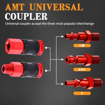 25 PCS Universal Air Coupler & Plug Kit 1/4" NPT Aluminium Alloy Air Compressor Accessories with 360 Degree Swivel Hose Fittings,1/4 Inch Lightweight Quick Connect Compressor Hose Fittings - size: Aluminum alloy
