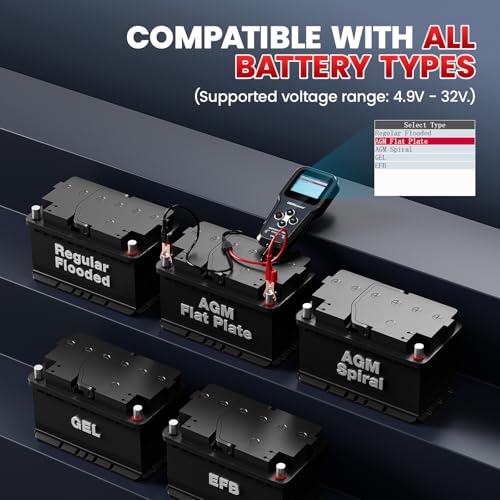 OBDResource Professional Car Battery Tester, Automotive Battery Analyzer | 6V/12V/24V 3 in1 Battery Tester, Covers 100-2000 CCA For Load, Cranking, Charging And Alternator Tests - color: red