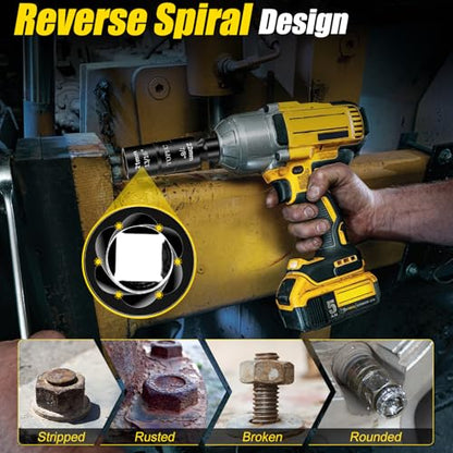 Topec Flip Lug Nut Removal Tool, 5 Piece Wheel Lock Removal Kit, 1/2" Drive Lug Nut Remover, 17-27mm Extractor Socket Set for Stripped, Rounded, Damaged Bolts - size: 5PCS 17-27mm