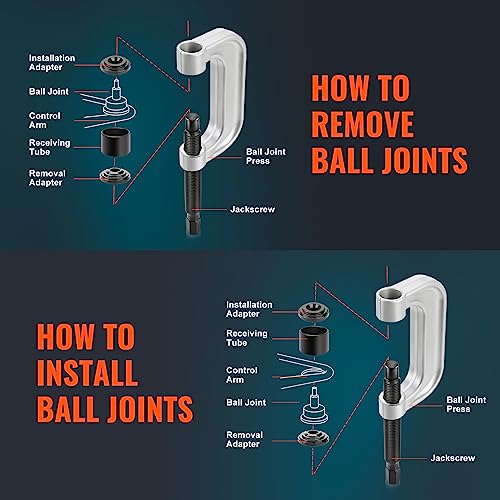 VEVOR Ball Joint Press Kit, 23 pcsTool Kit, C-Press Ball Joint Removal and Install Tools, for Most 2WD and 4WD Cars, Including 2-9/64 Inch,1-59/64 Inch Ball Joint Sockets Compatible with Chrysle - style: 23 PCS